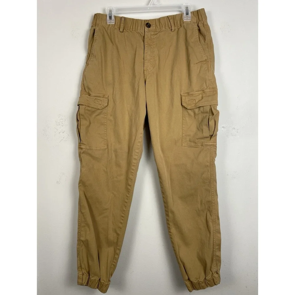 Bearbottom Cargo Joggers Men Large 32 Tan Khaki Brown Stretch Pants Outdoor READ - Picture 2 of 8